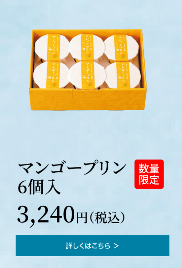 マンゴープリン 6個入 3,240円(税込)の詳細はこちら
