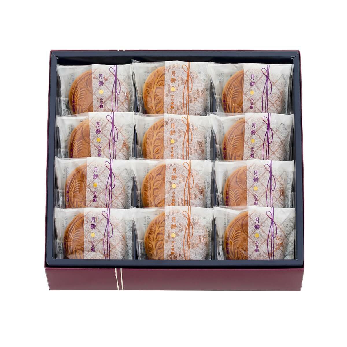 新宿中村屋　伝統の月餅　2種12個入り。上品な化粧箱に詰め合わせた、贈答用にも人気の和菓子ギフト
